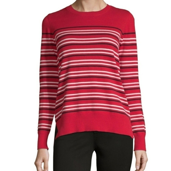 LIZ CLAIBORNE Red Stripe Crewneck Sweater Size XL - Picture 1 of 12